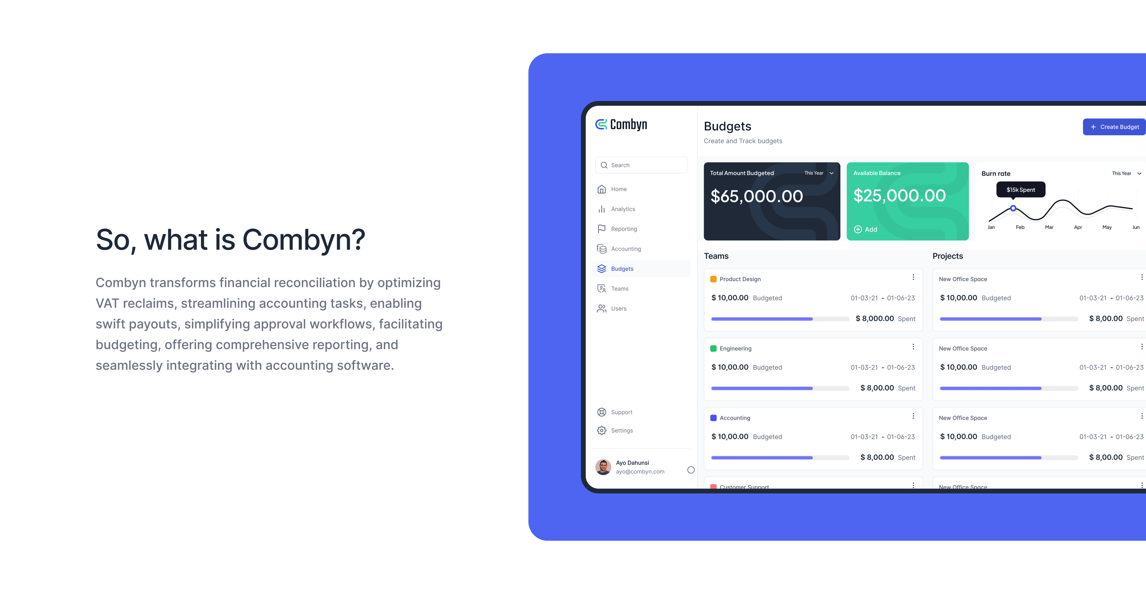 Combyn desktop dashboard