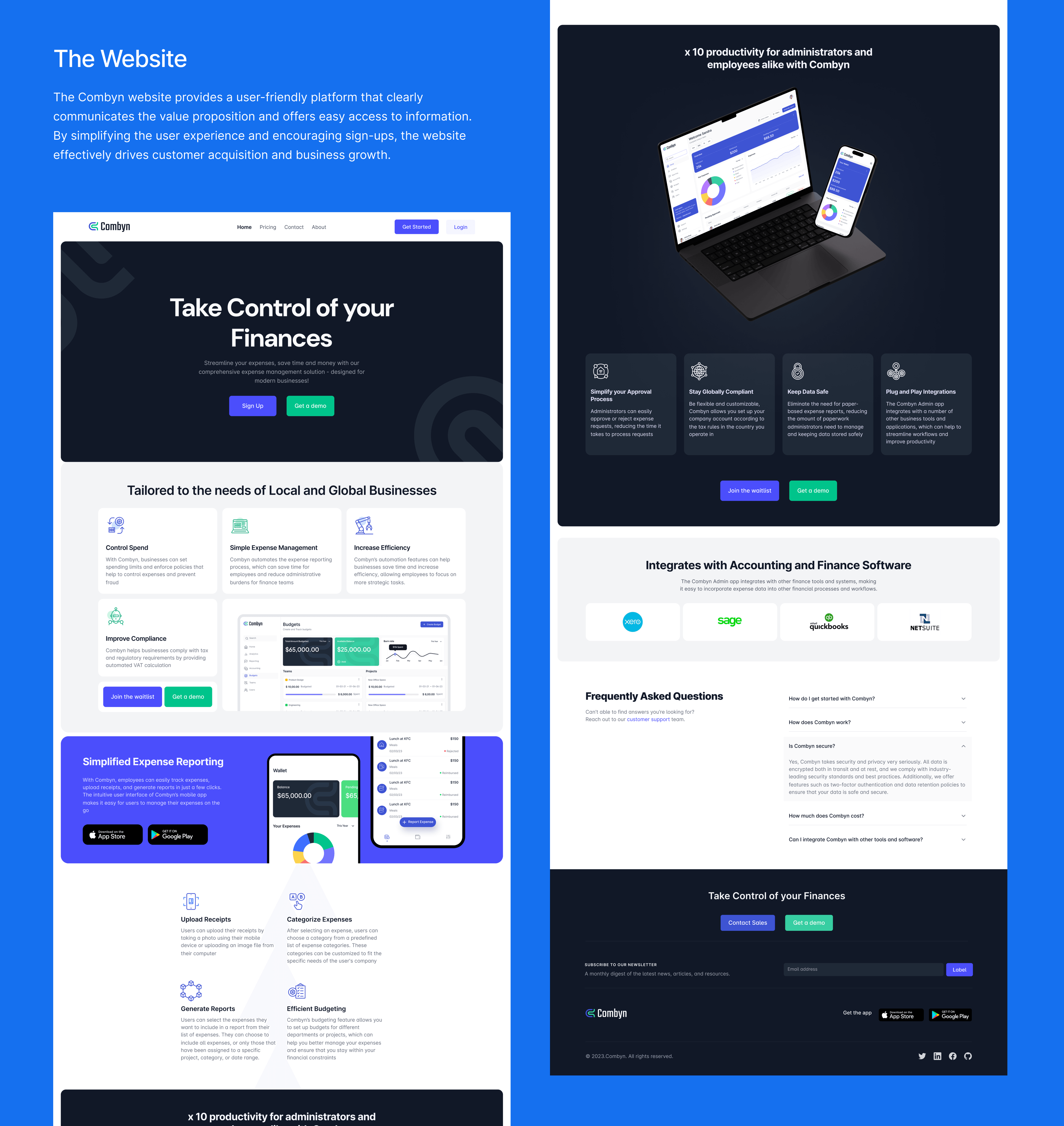 Combyn landing page design