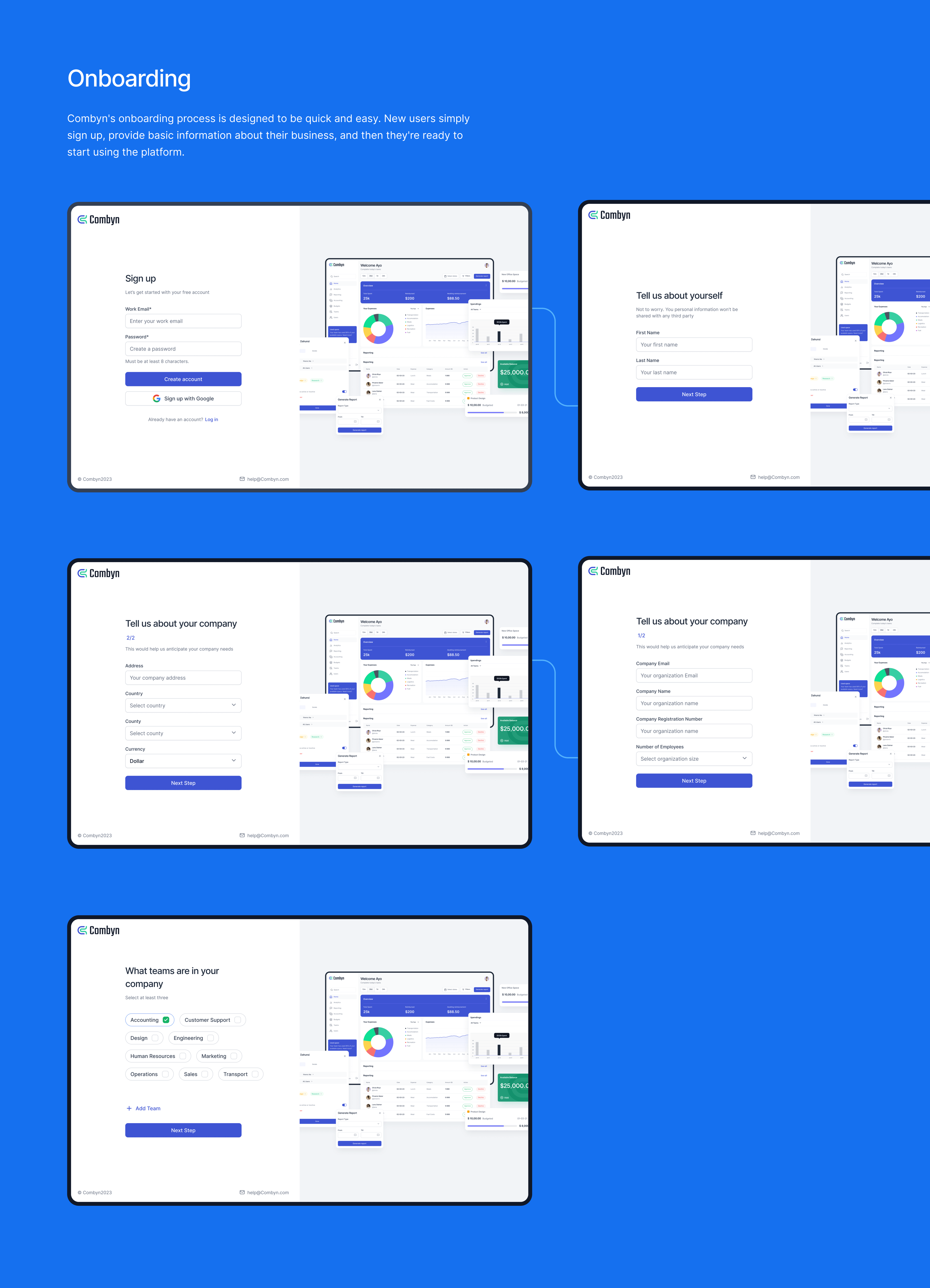 Combyn onboarding flow