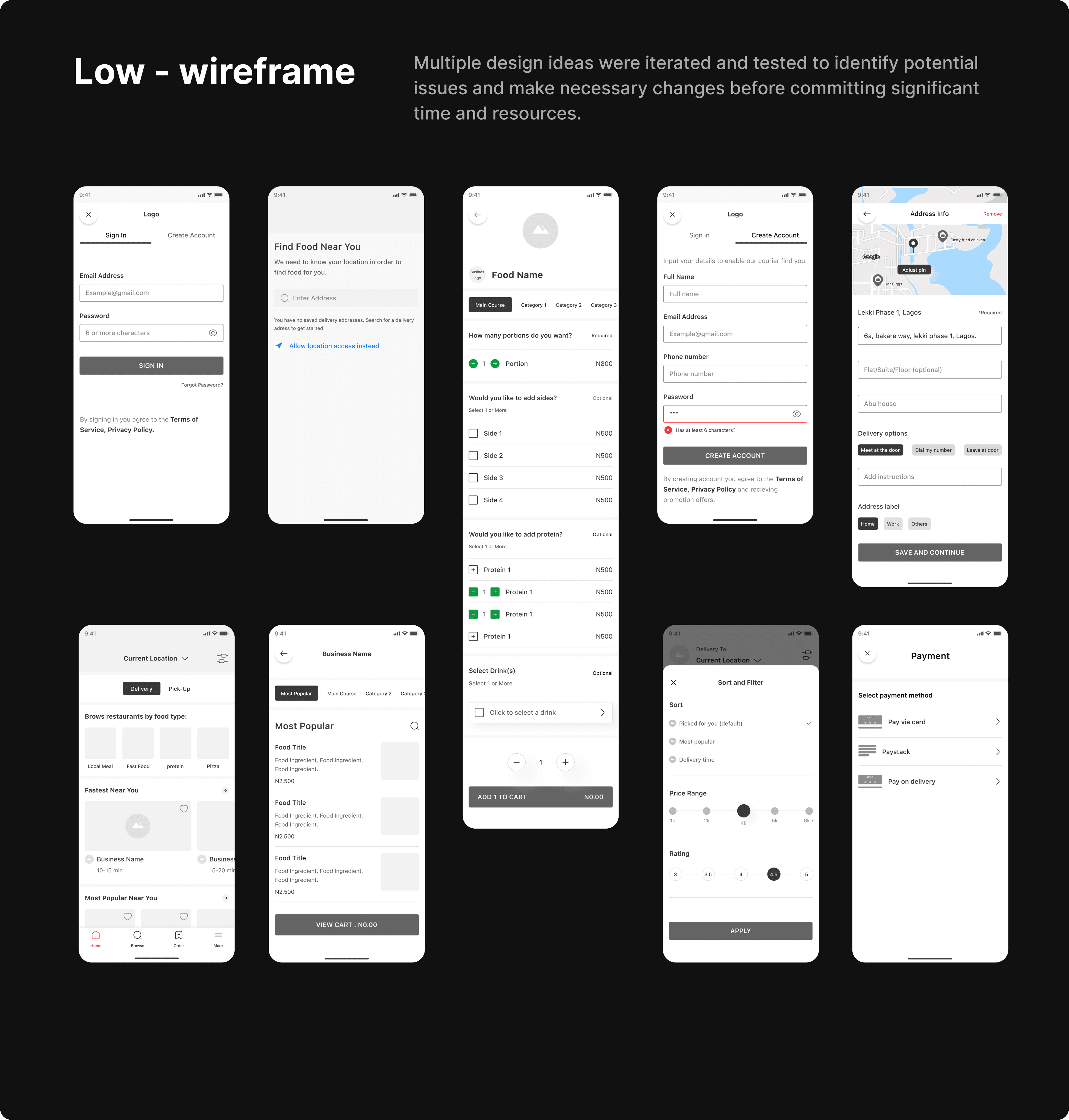 Branding section showing typography, color palette, and design principles
