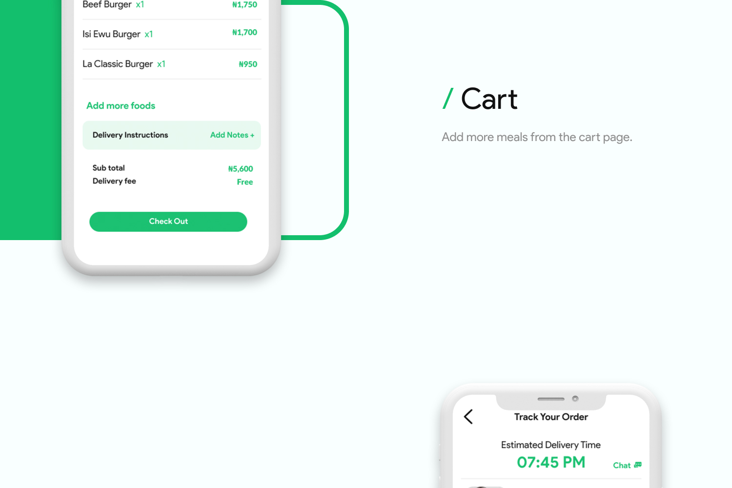 Afro Eats cart and checkout