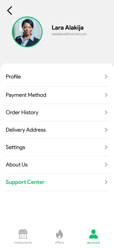 Account screen final design