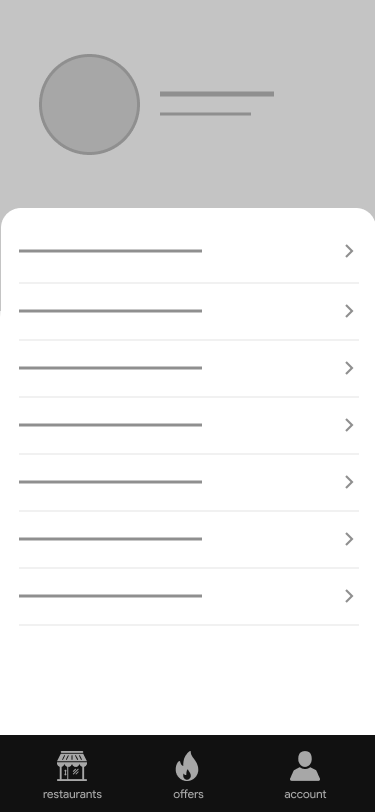 Account screen wireframe