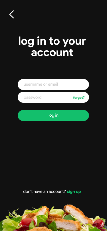 Login screen final design