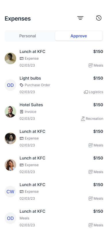 Combyn mobile expense approval