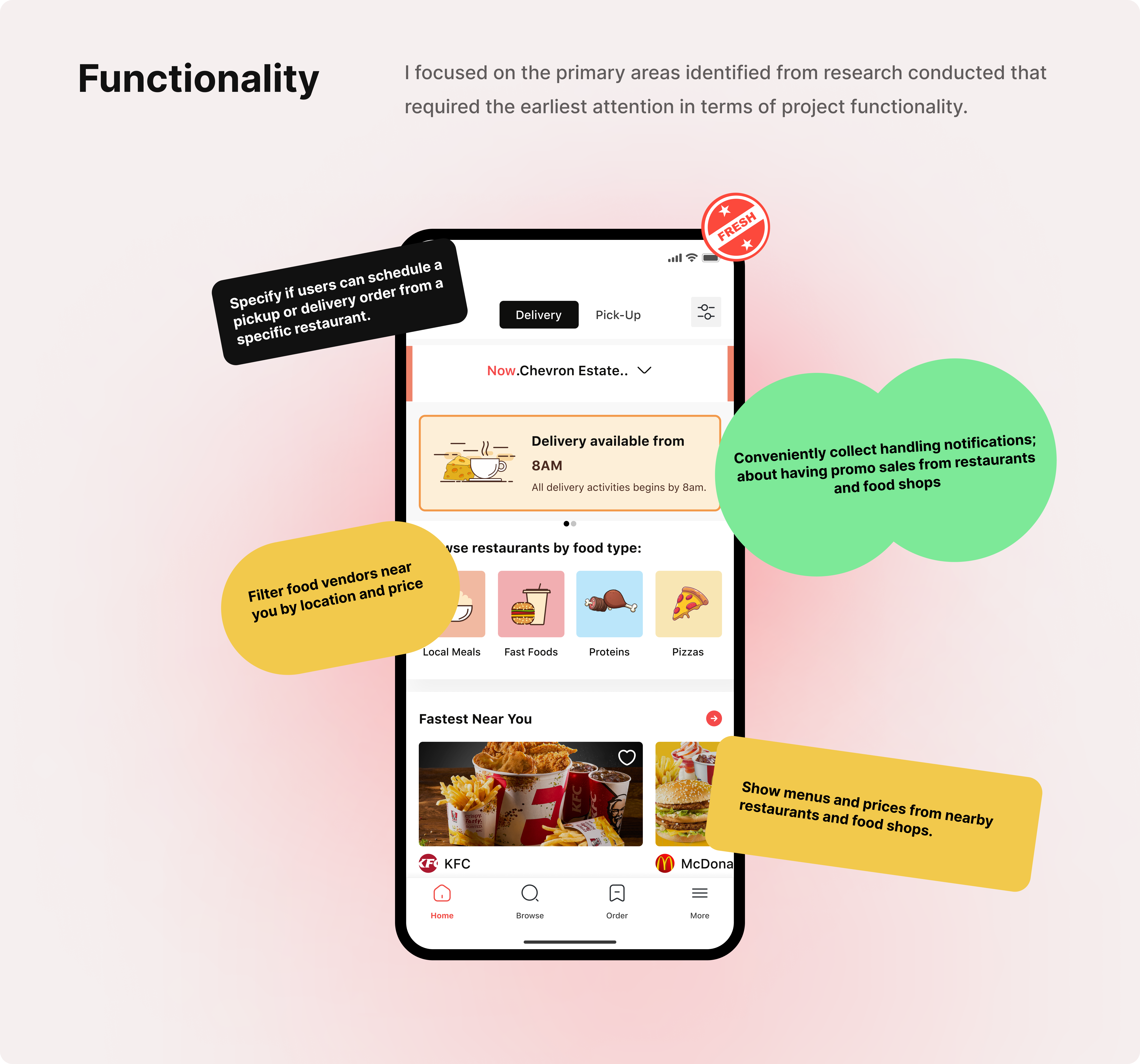 Functionality - App features and user flows